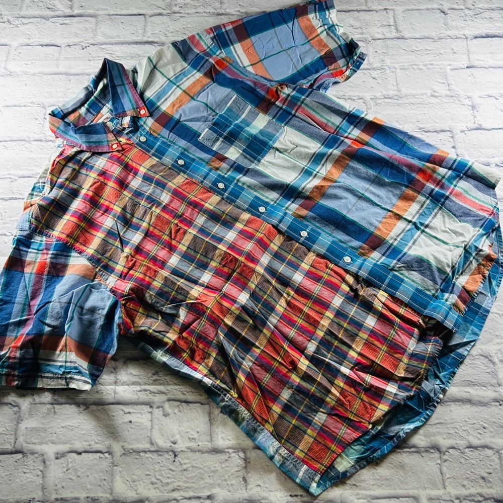 Brooks Brothers Madison XL Patchwork Plaid Short Sleeve Button Down Shirt Mens